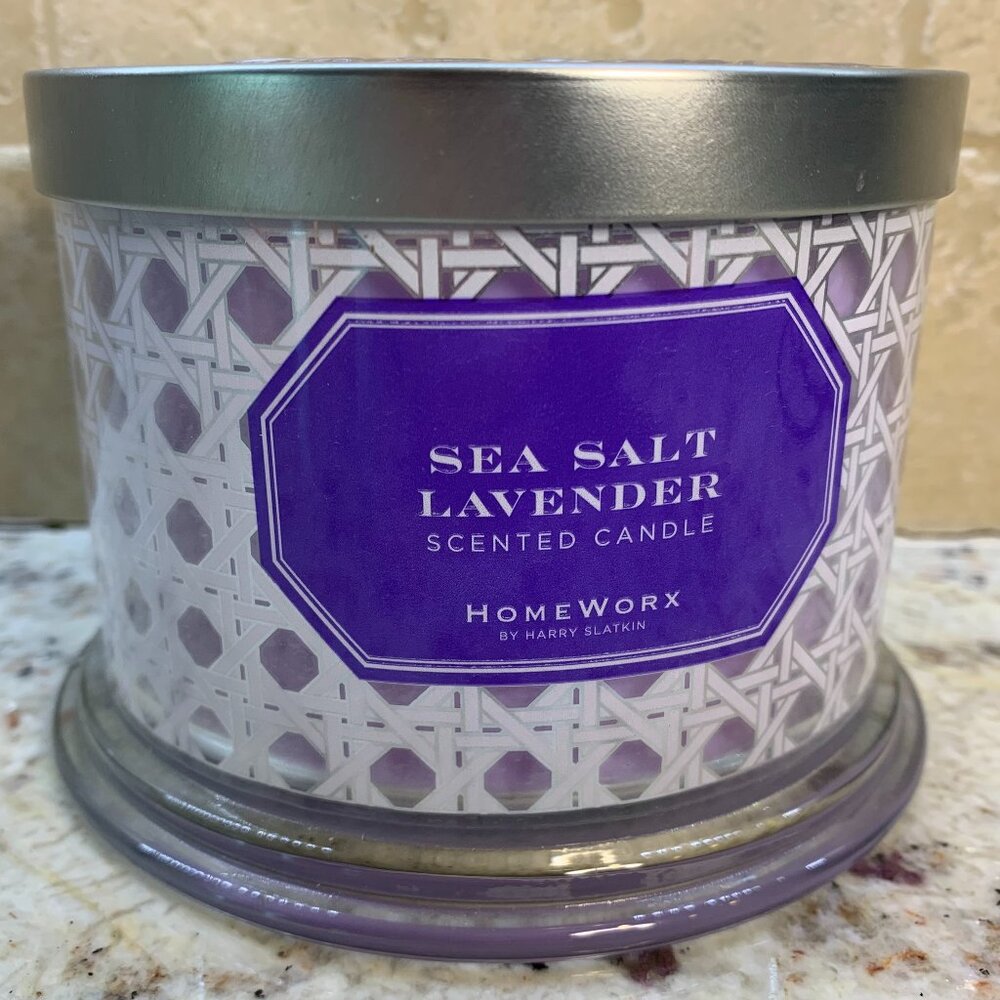 HomeWorx by Harry Slatkin Sea Salt Lavender Scented 3-Wick Candle 14oz
